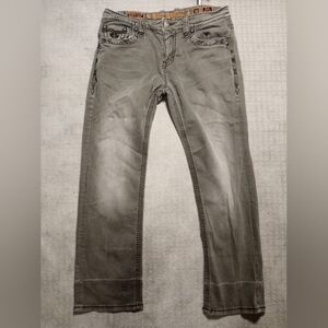 Rock Revival Nick Straight Leg Denim Jeans Mens Size 38×30.5 Brown